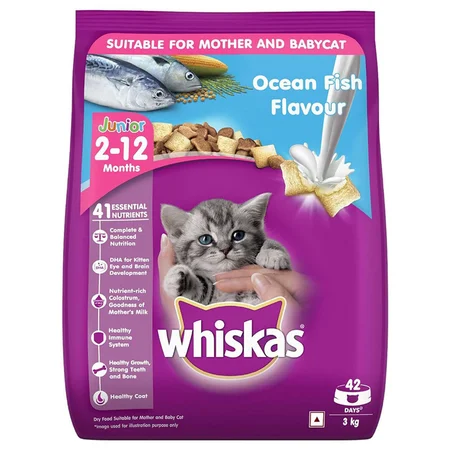 Whiskas Ocean Fish Flavour Dry Food for Junior Cat, 3 kg
