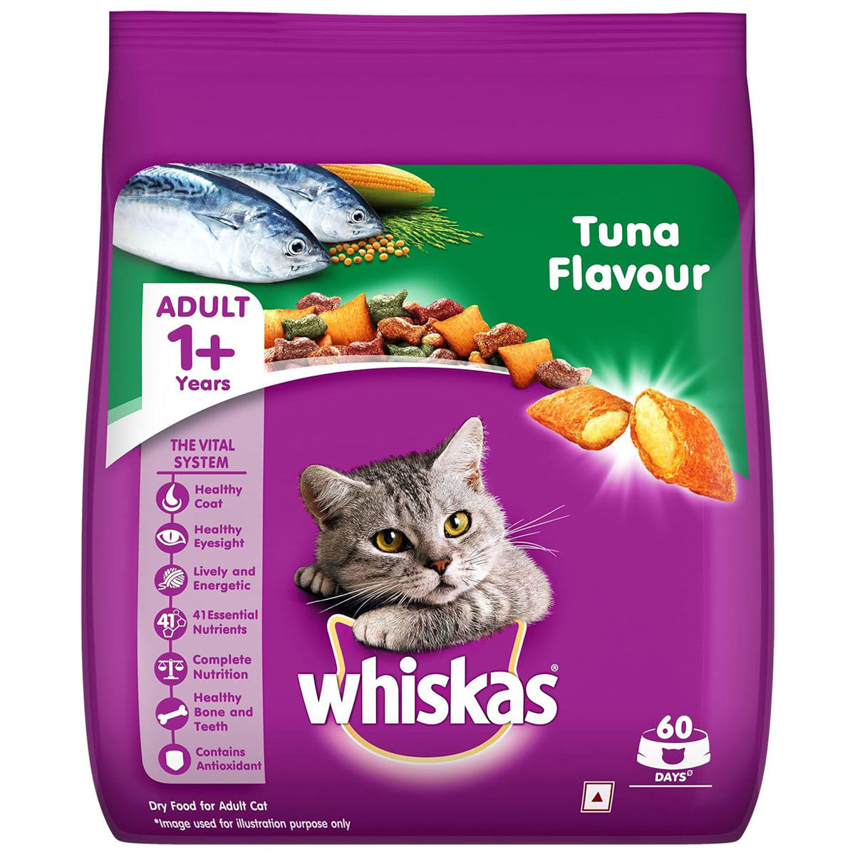 Buy Whiskas Adult Tuna Flavour Cat Food, 1.2 kg | 19 Minutes Delivery ...