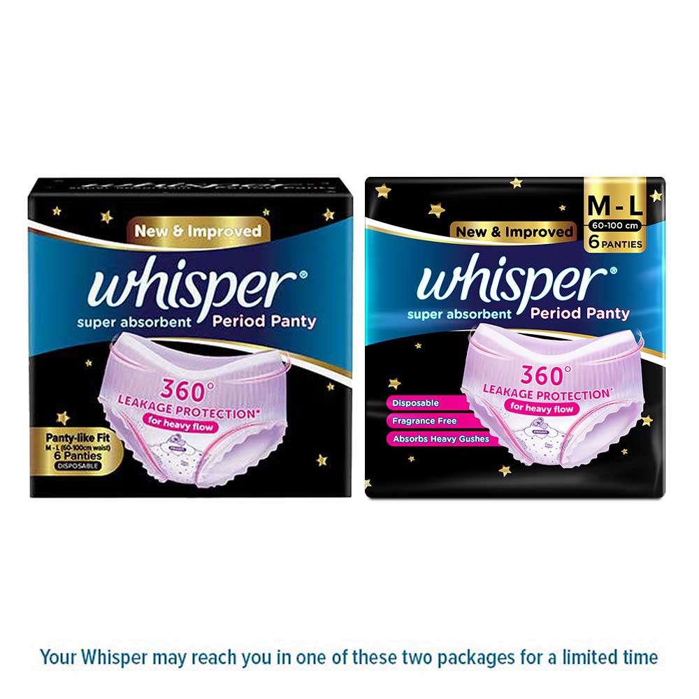 Whisper Super Absorbent Period Panty Medium-Large, 6 Count, Pack of 1 Whisper Super Absorbent Period Panty Medium-Large, 6 Count, Pack of 1