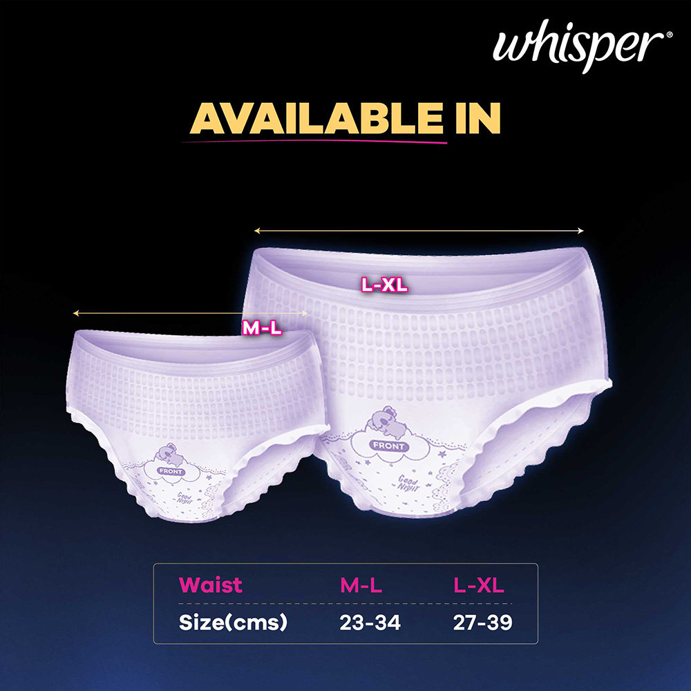 Whisper Super Absorbent Period Panty Medium-Large, 6 Count, Pack of 1 Whisper Super Absorbent Period Panty Medium-Large, 6 Count, Pack of 1