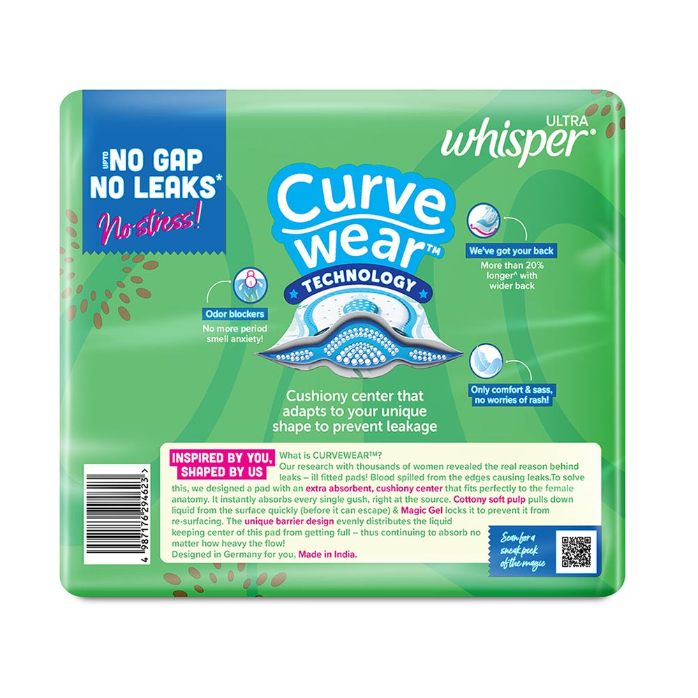 Whisper Ultra Upto No Gap No Leaks Sanitary Pads XL, 44 Count, Pack of 1 Whisper Ultra Upto No Gap No Leaks Sanitary Pads XL, 44 Count, Pack of 1
