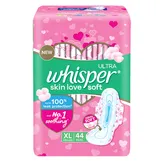 Whisper Ultra Skin Love Soft Sanitary Pads for Women XL, 44 Count, Pack of 1