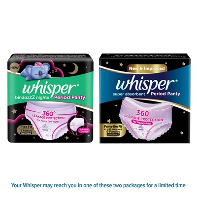 Whisper Super Absorbent Period Panty Medium-Large, 6 Count, Pack of 1