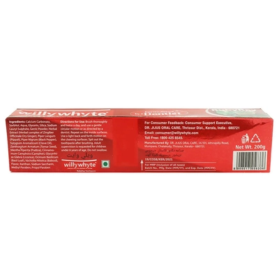 Willywhyte Ruby Ray Toothpaste, 200 gm, Pack of 1