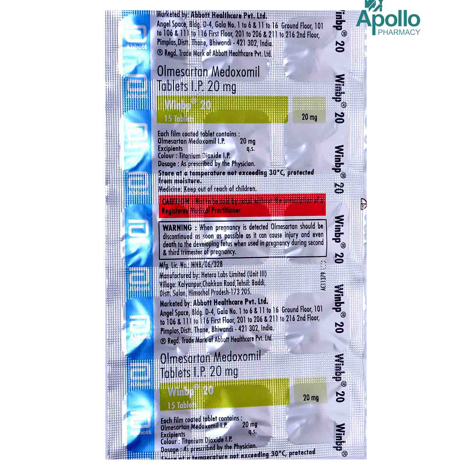 Winbp 20 Tablet 15's, Pack of 15 TABLETS Winbp 20 Tablet 15's, Pack of 15 TABLETS