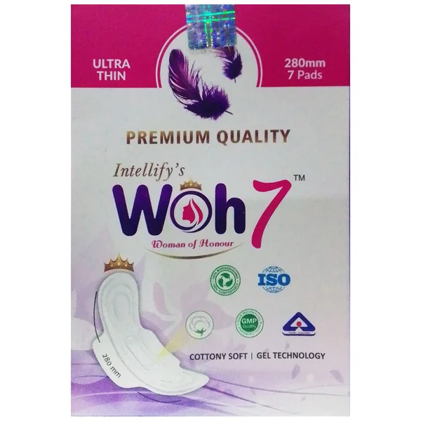 Woh7 Ultra Thin Premium Quality 280Mm Sanitary Pads XL, 7 Count
