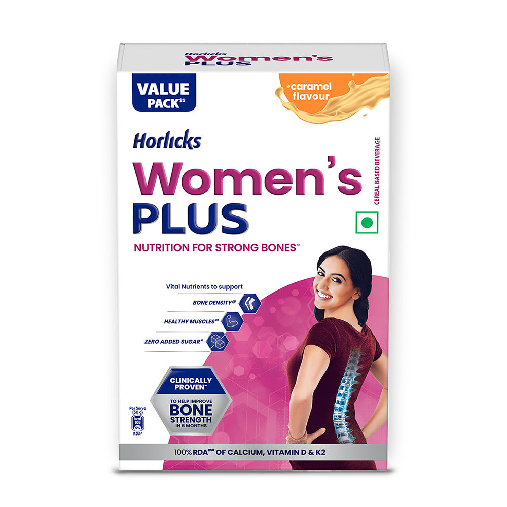 Buy Horlicks Women's Plus Caramel Flavour Nutrition Drink Powder, 750 gm Refill Pack Online