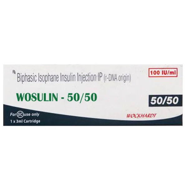 Wosulin 50/50 100IU/ml Injection 3 ml, Pack of 1 INJECTION