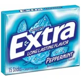 Wrigleys Extra Peppermint Sugarfree Gum, 15 Count, Pack of 1