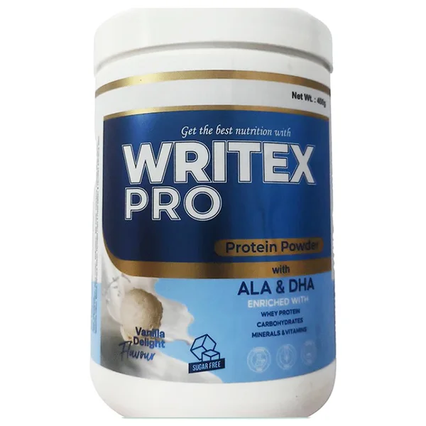 Writex Pro Sugar Free Vanilla Delight Flavour Protein Powder 400 gm