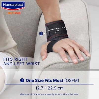 Hansaplast Active Wrist Support OSFM (One Size Fits Most), 1 Count, Pack of 1