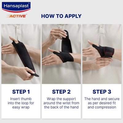 Hansaplast Active Wrist Support OSFM (One Size Fits Most), 1 Count, Pack of 1