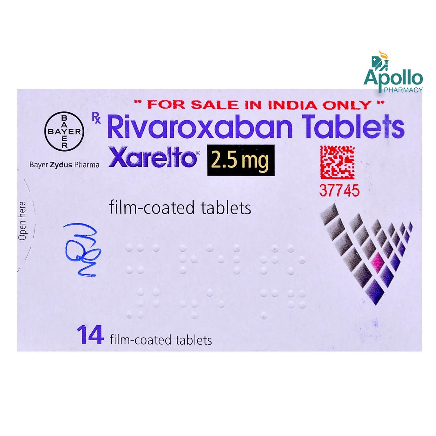 Buy Xarelto 2.5 mg Tablet 14's Online