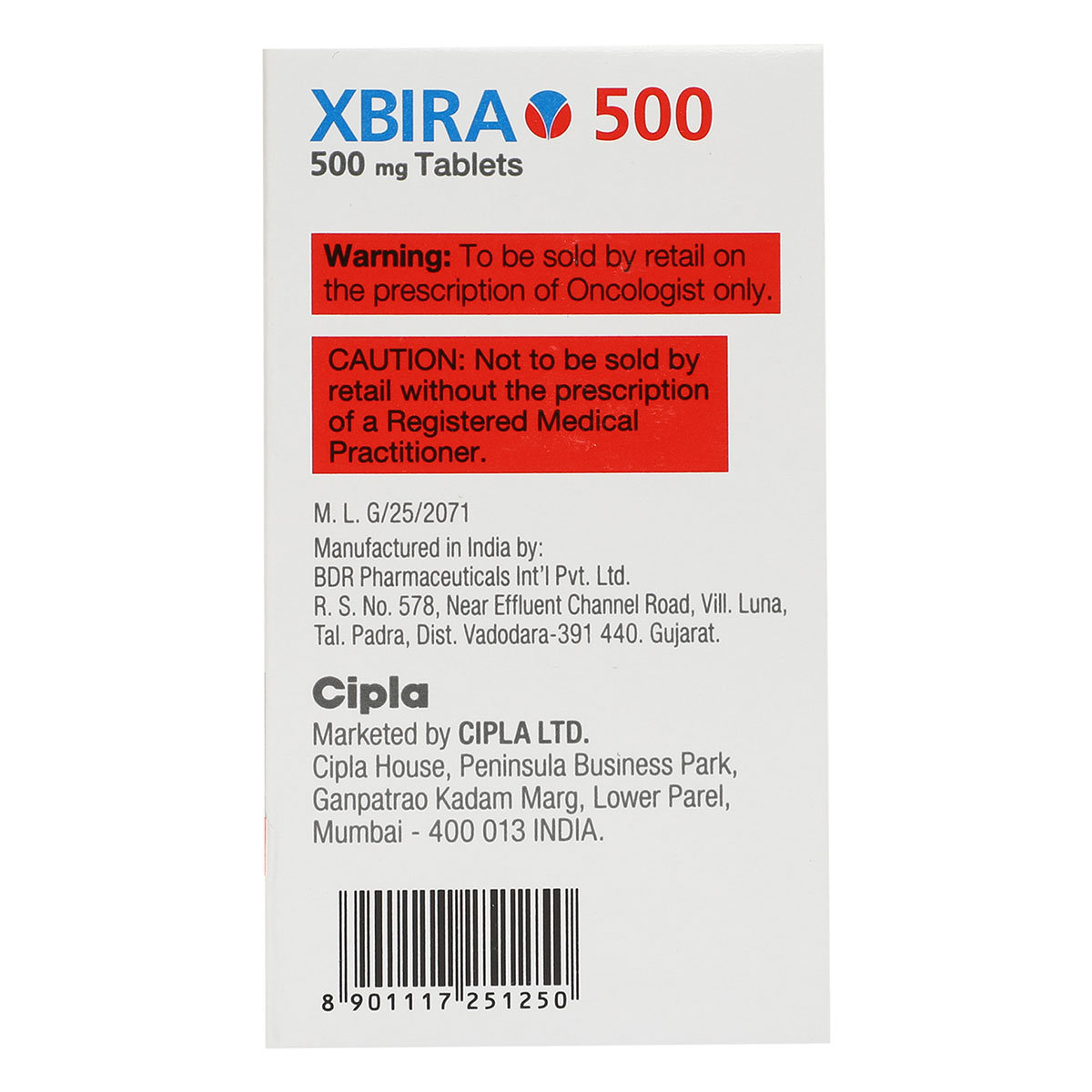 Xbira 500 Tablet 60's, Pack of 1 TABLET Xbira 500 Tablet 60's, Pack of 1 TABLET