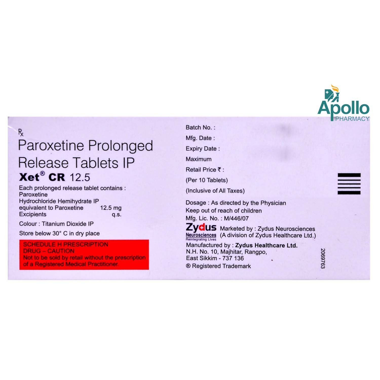 Xet CR 12.5 Tablet 10's, Pack of 10 TABLETS Xet CR 12.5 Tablet 10's, Pack of 10 TABLETS