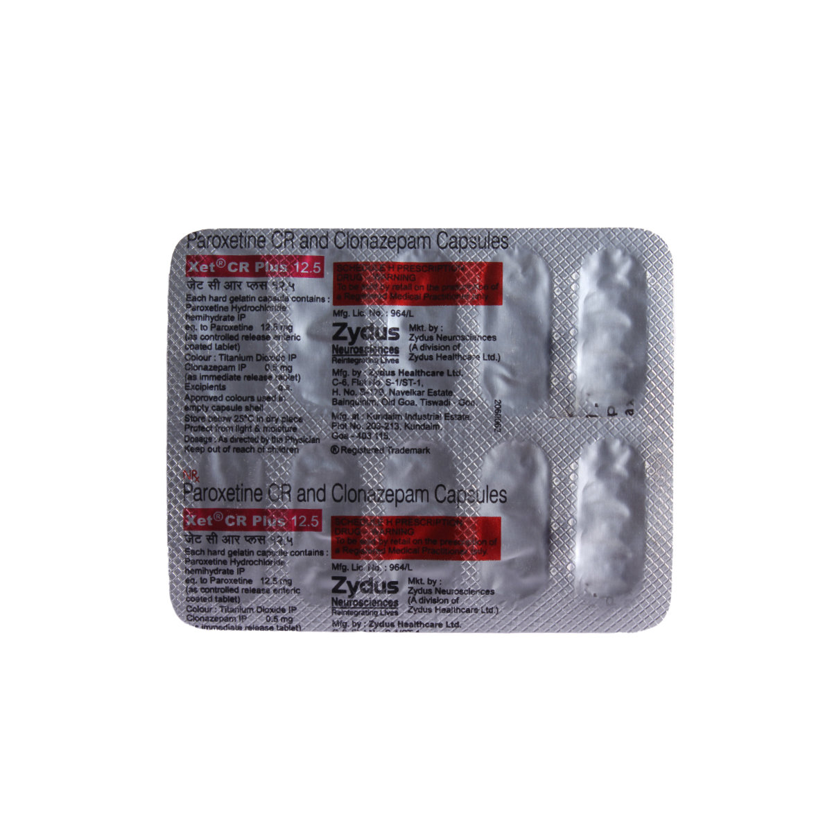 XET CR PLUS 12.5MG CAPSULE, Pack of 10 XET CR PLUS 12.5MG CAPSULE, Pack of 10