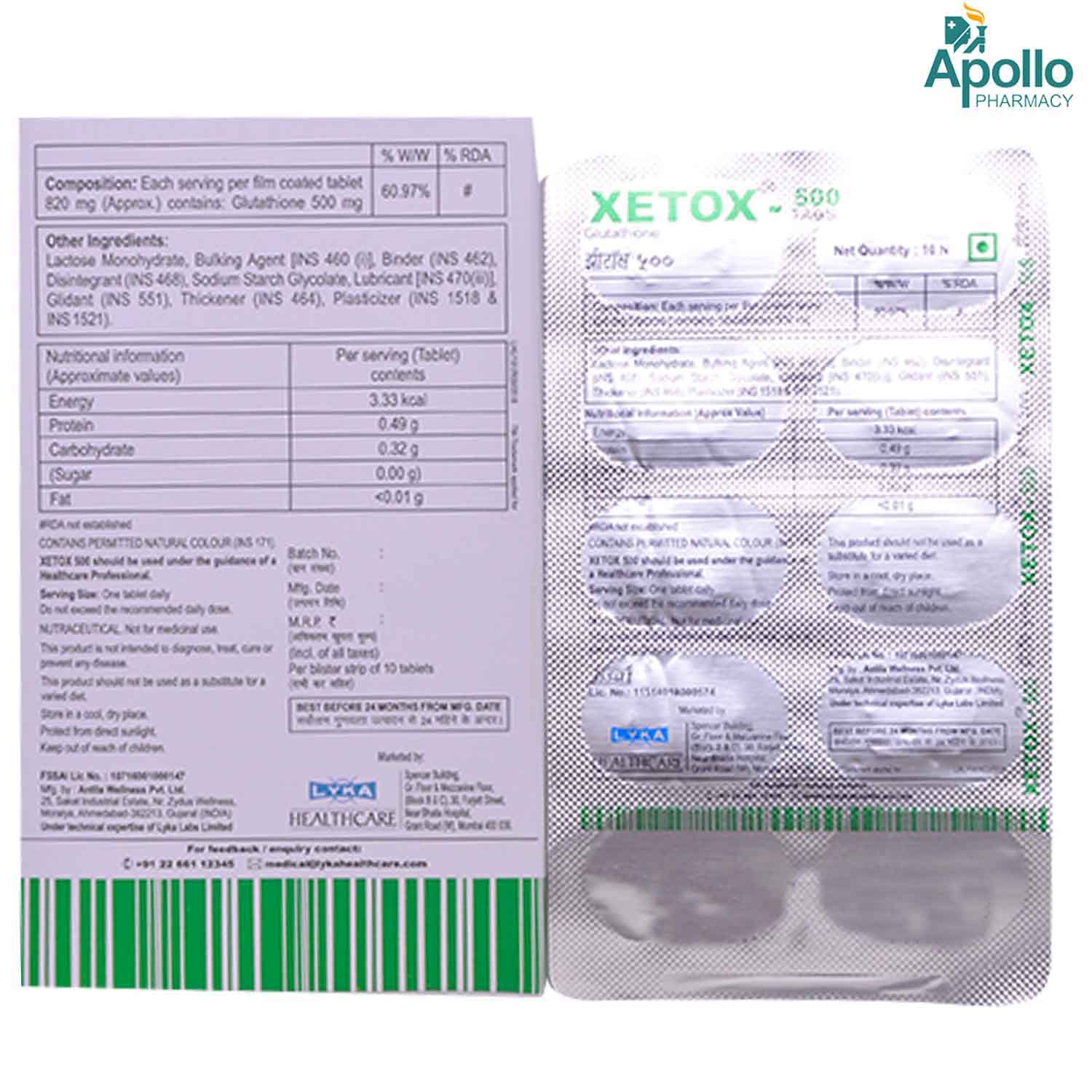 Xetox 500 Tablet 10's, Pack of 10 TABLETS Xetox 500 Tablet 10's, Pack of 10 TABLETS