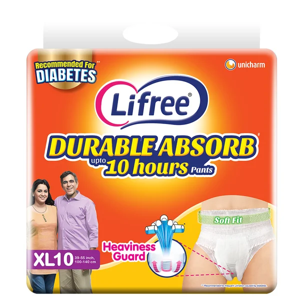 Lifree Durable Absorb Upto 10hours  Adult Diaper Pants XL, 10 Count