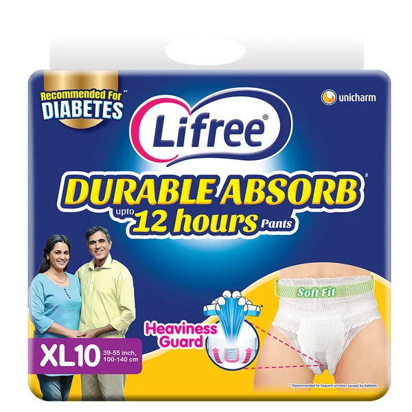 Lifree Durable Absorb Upto 12hours  Adult Diaper Pants XL, 10 Count, Pack of 1
