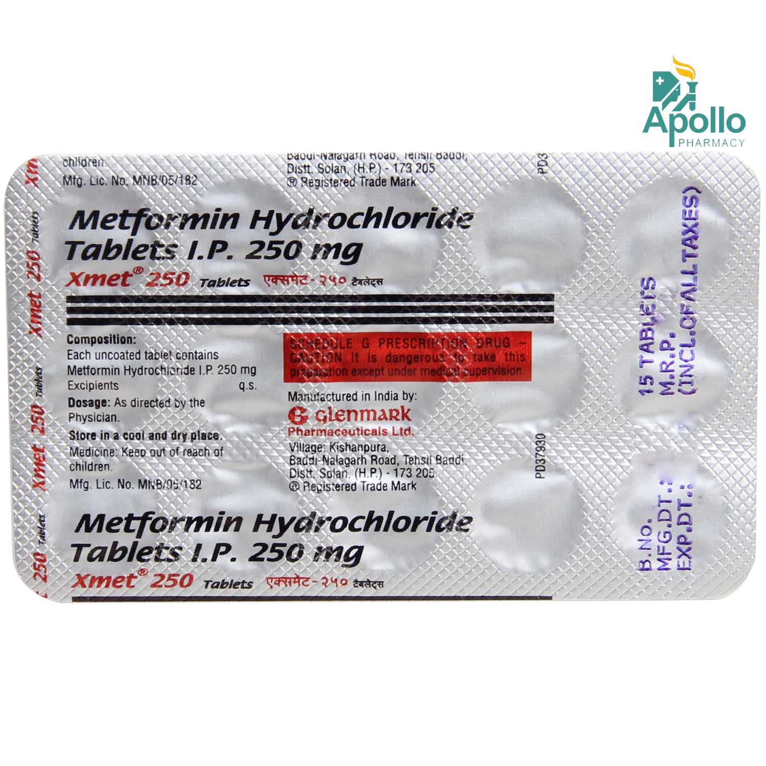 Xmet 250 Tablet 15's Price, Uses, Side Effects, Composition - Apollo 