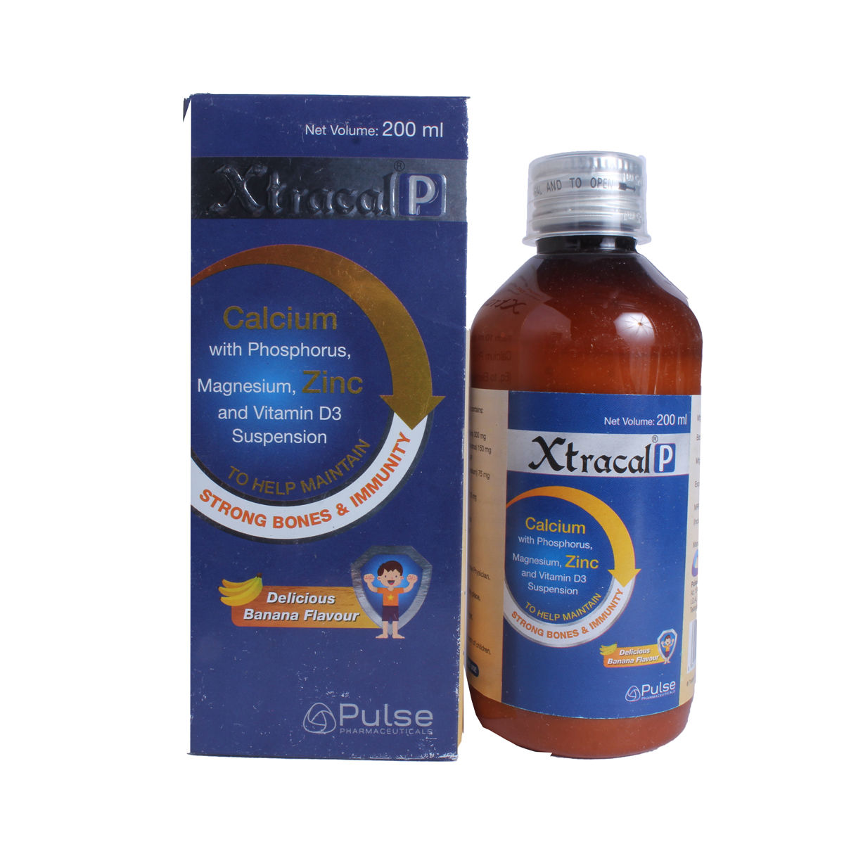 Xtracal P Banana Flavour Suspension 200 ml, Pack of 1 