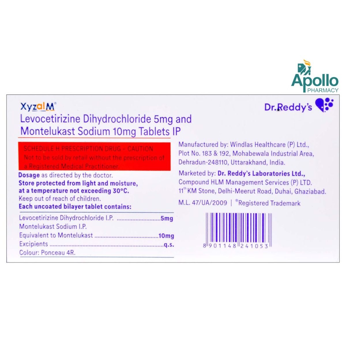 Xyzal M Tablet 15's Price, Uses, Side Effects, Composition Apollo