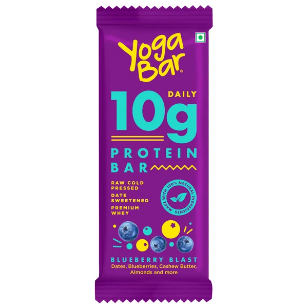 Yoga Bar Blueberry Blast Flavour 10 gm Protein Bar, 50 gm, Pack of 1
