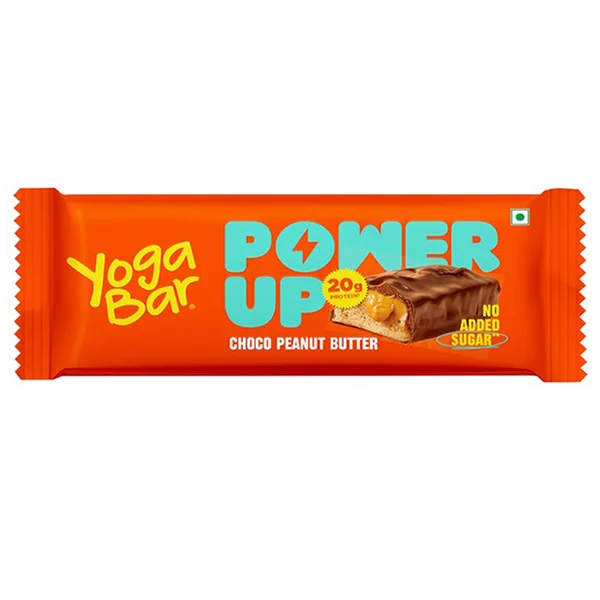 Yoga Bar Power Up Choco Peanut Butter Protein Bar, 70 gm | No Added Sugar, Pack of 1