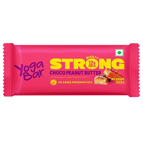 Yoga Bar Strong Choco Peanut Butter Protein Bar, 50 gm | No Added Sugar, Pack of 1