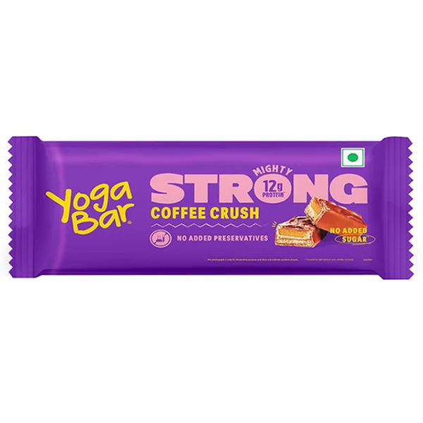 Yoga Bar Strong Coffee Crush Protein Bar, 50 gm | No Added Sugar, Pack of 1