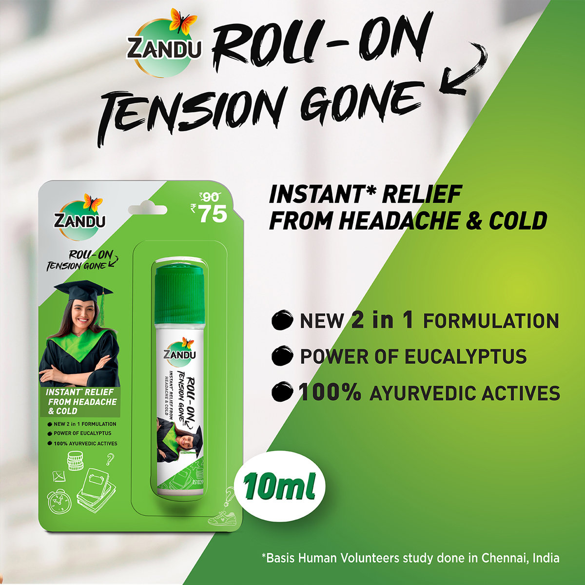 Zandu Roll-On For Headache, 9 ml, Pack of 1 Zandu Roll-On For Headache, 9 ml, Pack of 1