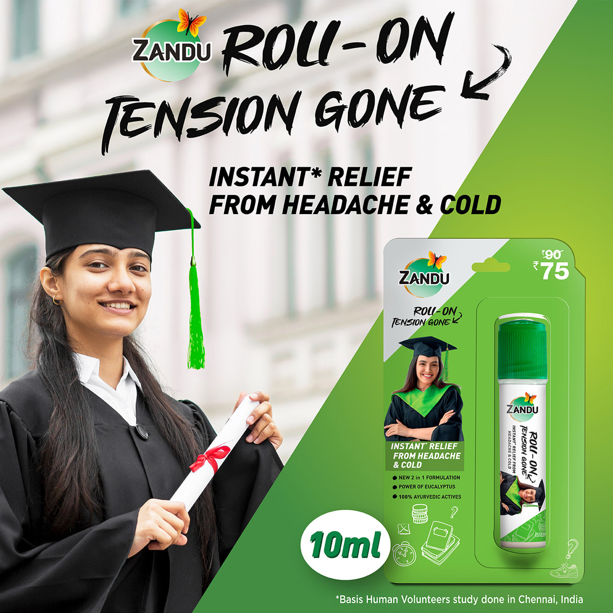 Zandu Roll-On For Headache, 9 ml, Pack of 1 Zandu Roll-On For Headache, 9 ml, Pack of 1