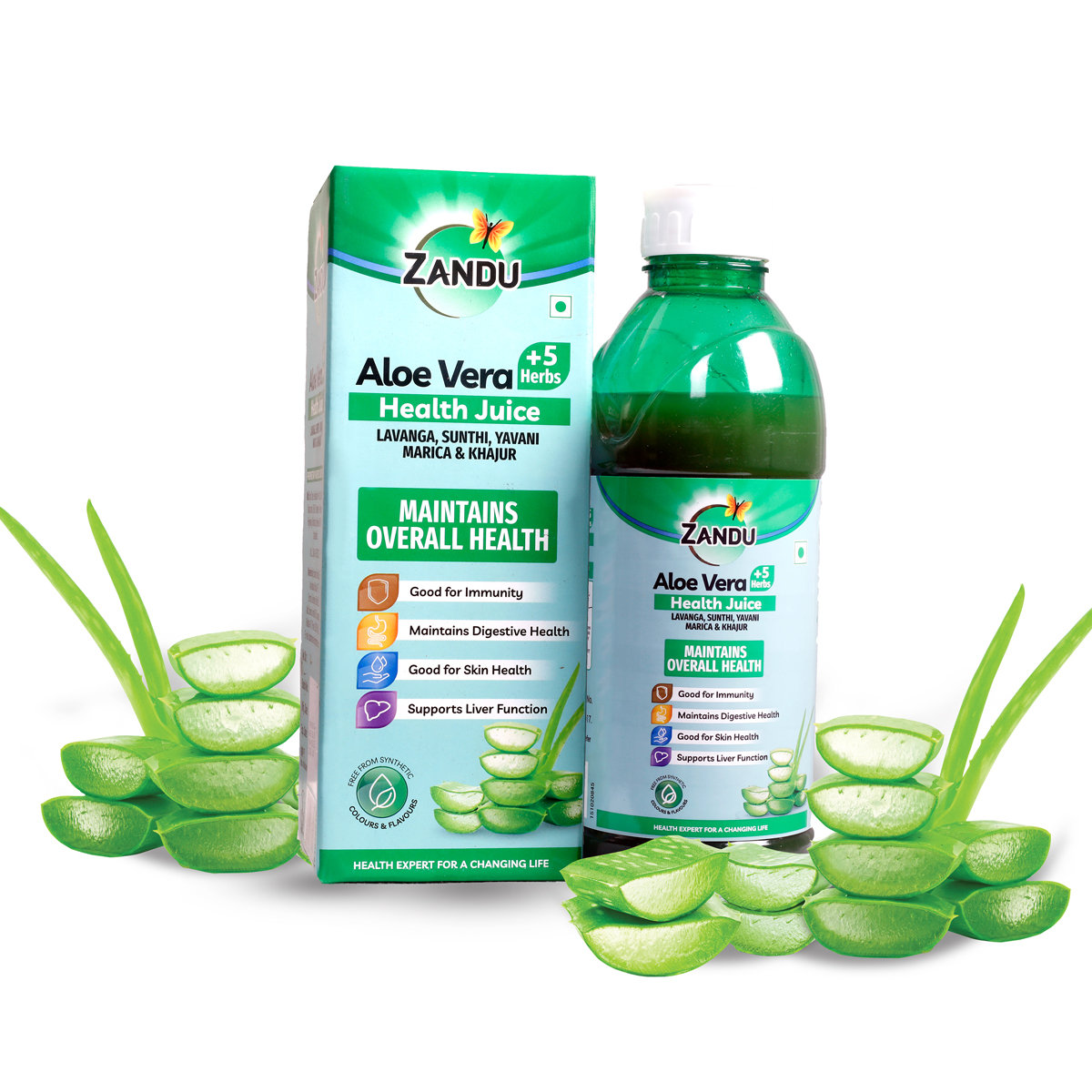 Zandu Aloe Vera +5 Herbs Health Juice, 1000 ml, Pack of 1 Zandu Aloe Vera +5 Herbs Health Juice, 1000 ml, Pack of 1