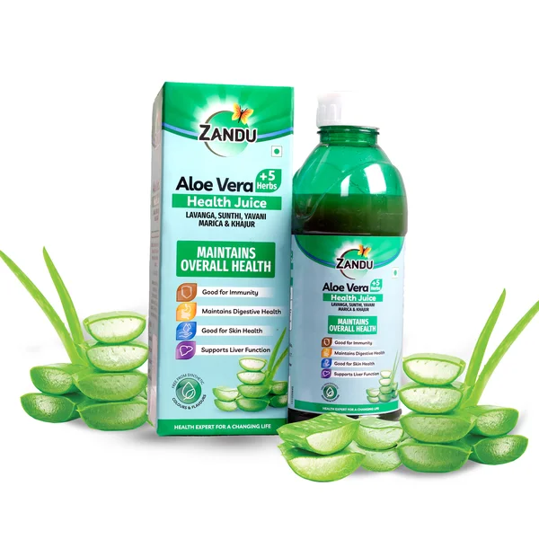 Zandu Aloe Vera +5 Herbs Health Juice, 1000 ml, Pack of 1