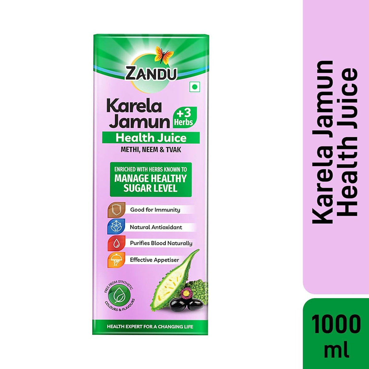 Zandu Karela Jamun +3 Herbs Health Juice, 1 Litre, Pack of 1 Zandu Karela Jamun +3 Herbs Health Juice, 1 Litre, Pack of 1