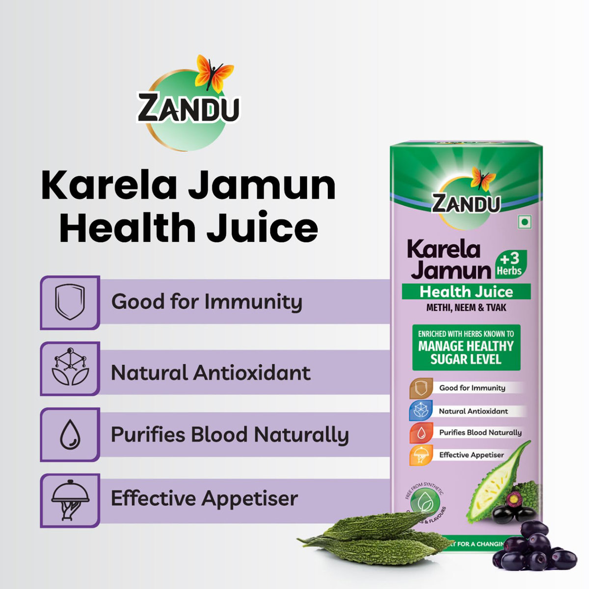 Zandu Karela Jamun +3 Herbs Health Juice, 1 Litre, Pack of 1 Zandu Karela Jamun +3 Herbs Health Juice, 1 Litre, Pack of 1