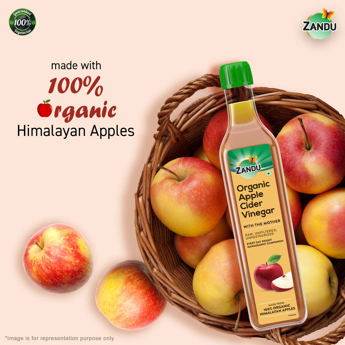 Zandu Organic Apple Cider Vinegar, 500 ml, Pack of 1 Zandu Organic Apple Cider Vinegar, 500 ml, Pack of 1