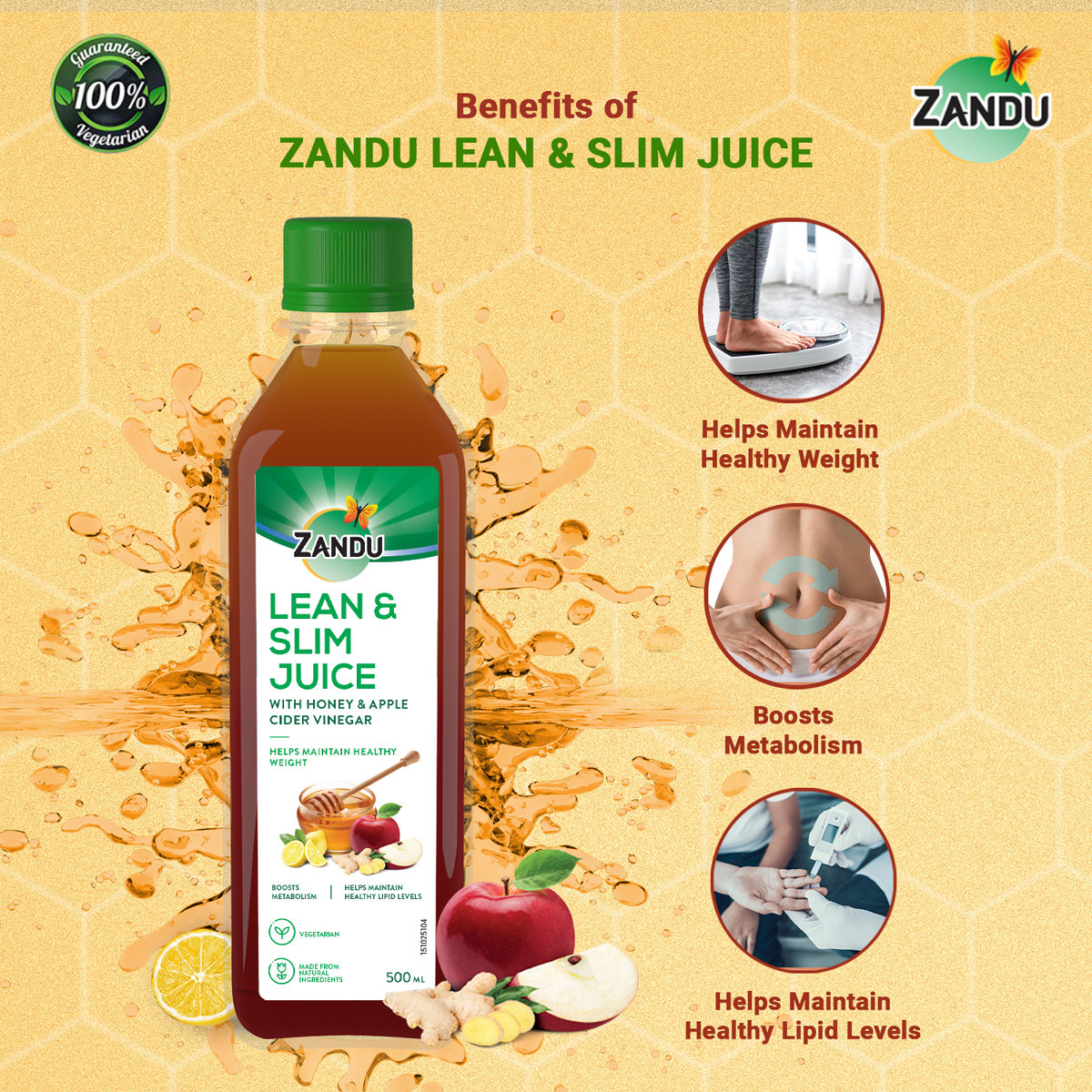 Zandu Lean & Slim Juice with Honey & Apple Cider Vinegar, 500 ml, Pack of 1 Zandu Lean & Slim Juice with Honey & Apple Cider Vinegar, 500 ml, Pack of 1