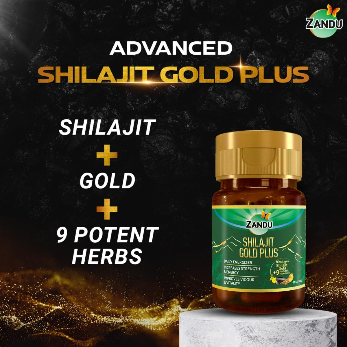 Zandu Shilajit Gold Plus Capsules, 20 Count, Pack of 1 Zandu Shilajit Gold Plus Capsules, 20 Count, Pack of 1
