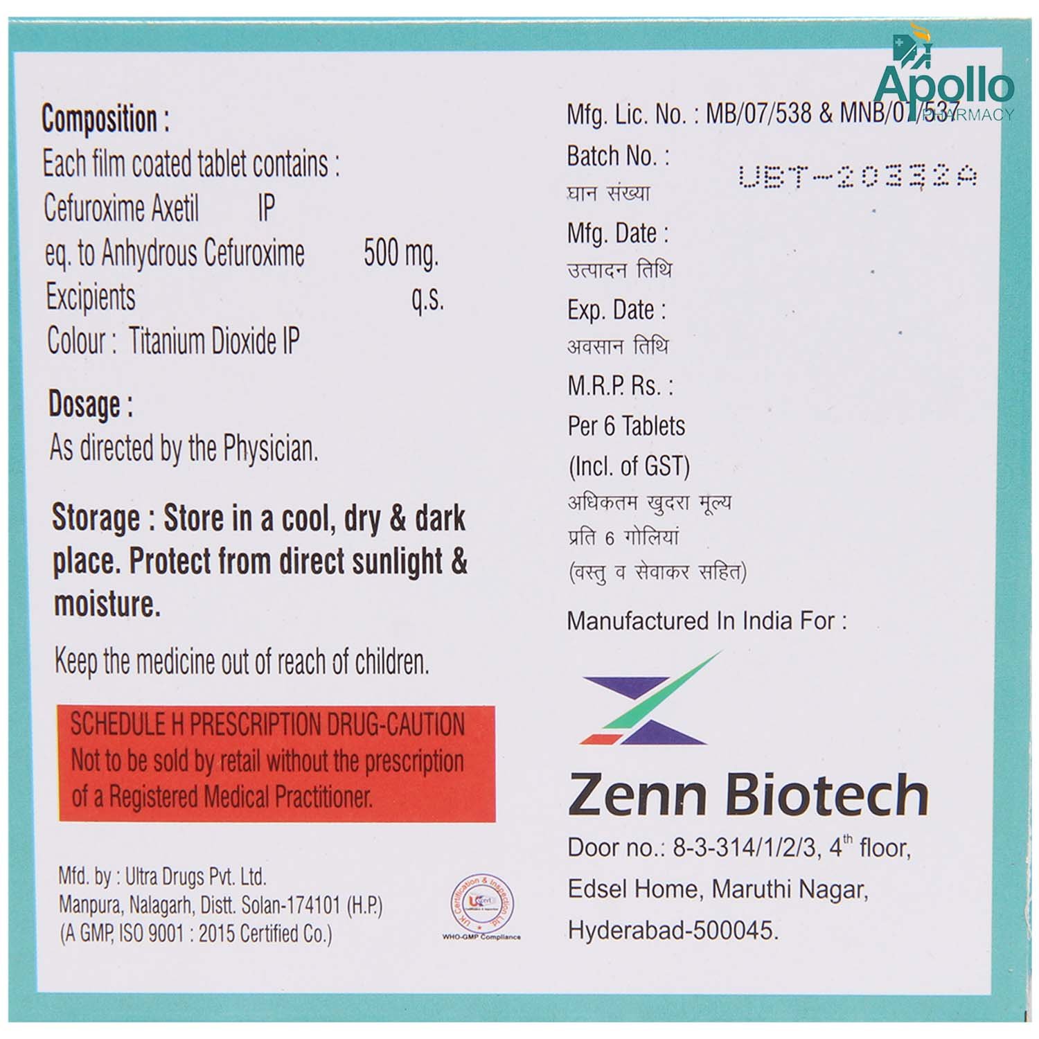 ZECIL 500MG TABLET 6'S, Pack of 6 TabletS ZECIL 500MG TABLET 6'S, Pack of 6 TabletS