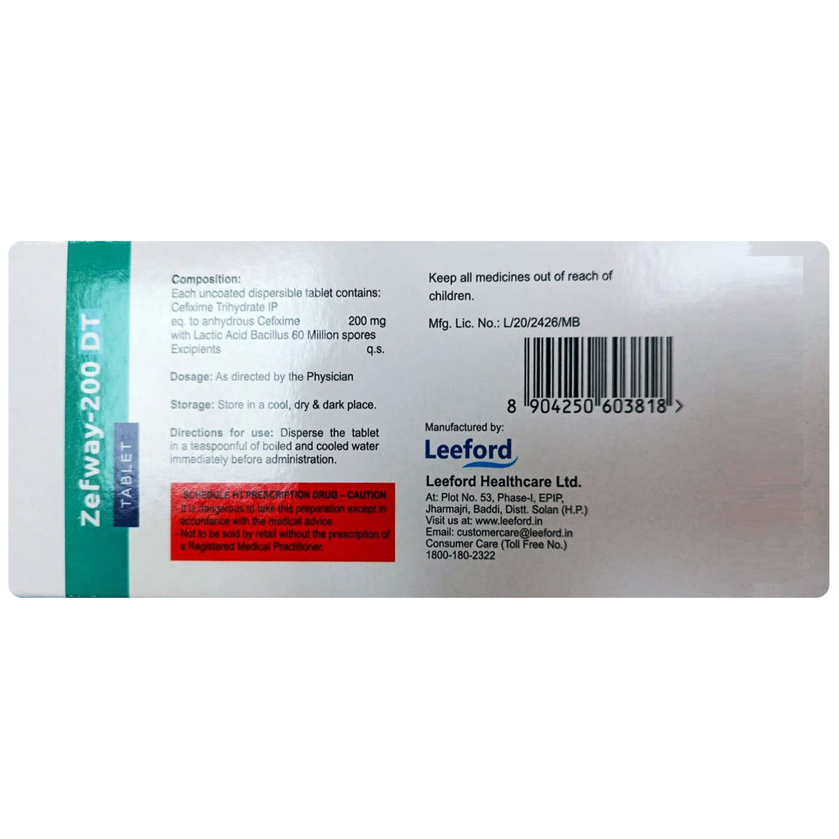 Zefway-200 DT Tablet 10's, Pack of 10 Zefway-200 DT Tablet 10's, Pack of 10