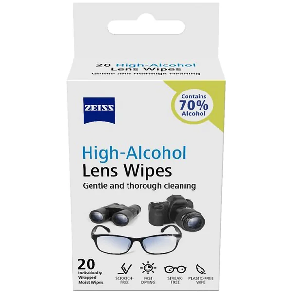 Zeiss High Alcohol Lens Wipes, 20 Count
