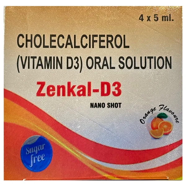 Zenkal-D3 Nano Shot Sugar Free Orange Flavour Oral Solution 5 ml