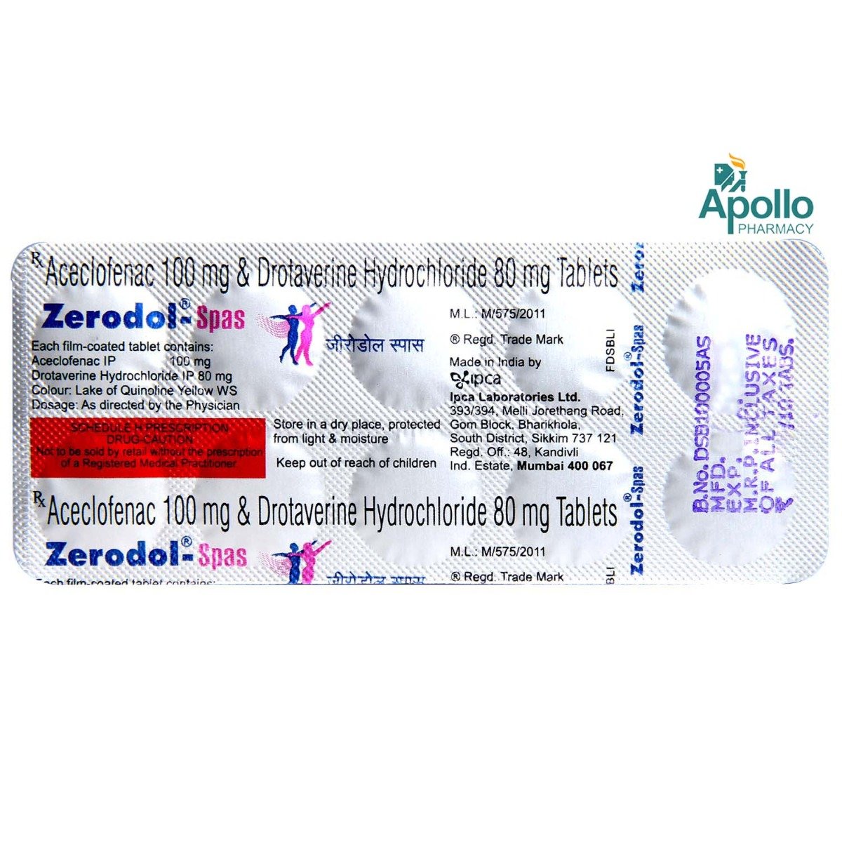 Zerodol-Spas Tablet 10's, Pack of 10 TABLETS Zerodol-Spas Tablet 10's, Pack of 10 TABLETS
