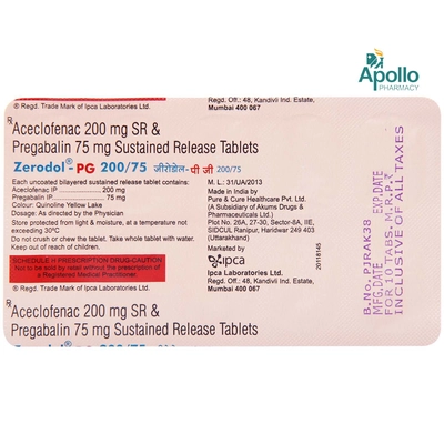 ZERODOL PG 200/75MG TABLET, Pack of 10 TABLETS