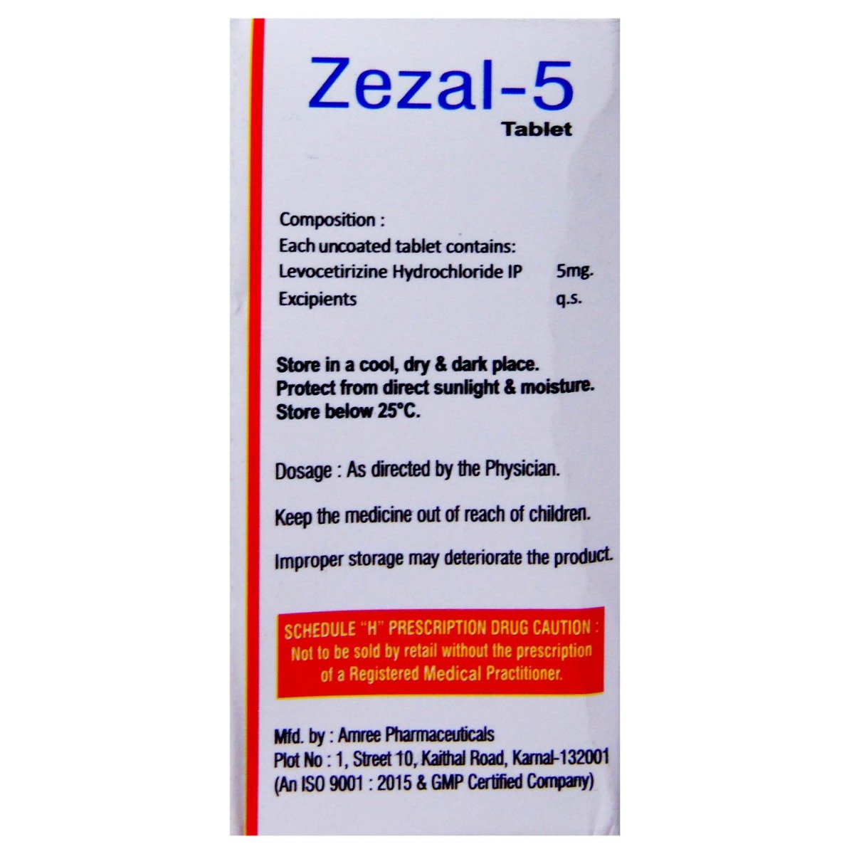 ZEZAL 5MG TABLET 10'S, Pack of 10 TABLETS ZEZAL 5MG TABLET 10'S, Pack of 10 TABLETS