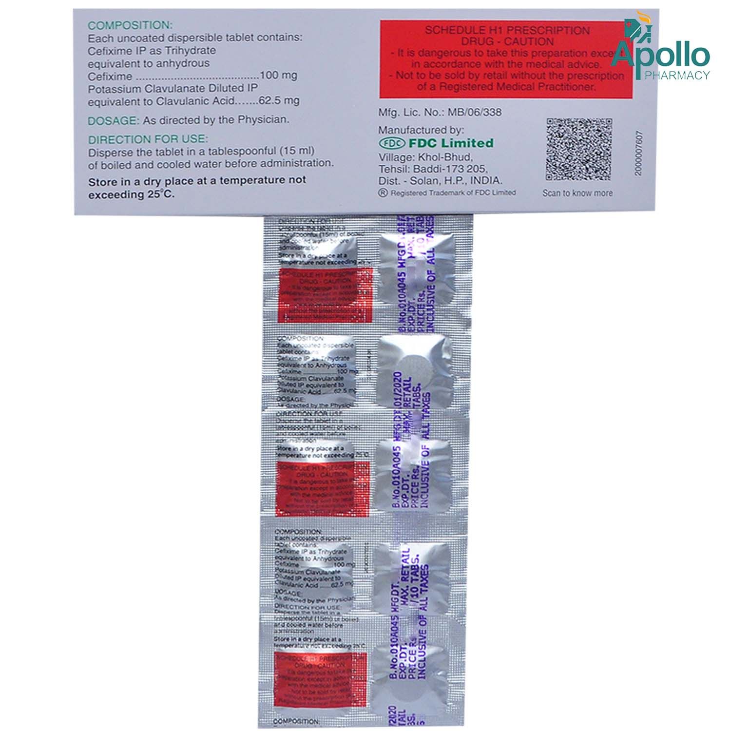 Zifi CV 100 DT Tablet 10's Price, Uses, Side Effects, Composition Apollo Pharmacy