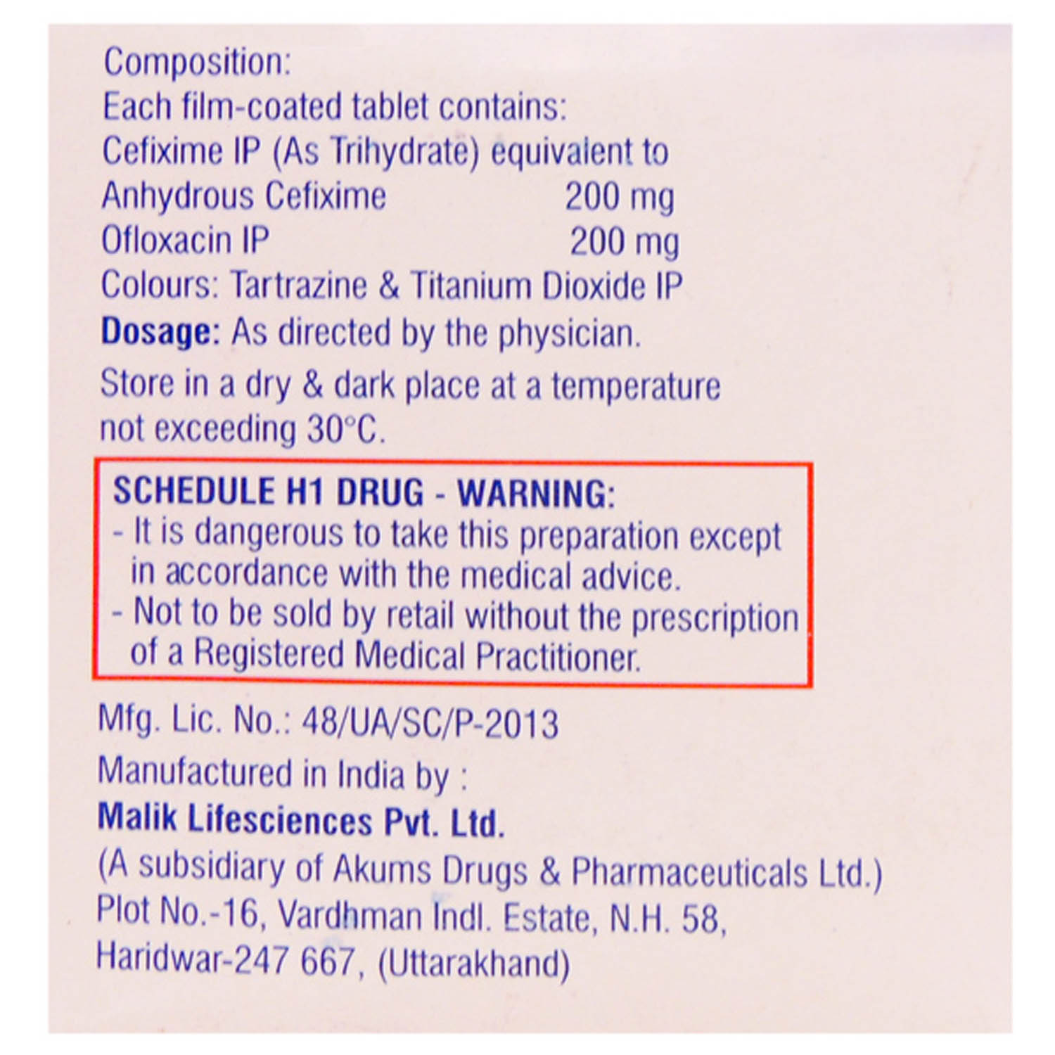 ZIFEXIM TABLET, Pack of 10 TABLETS ZIFEXIM TABLET, Pack of 10 TABLETS