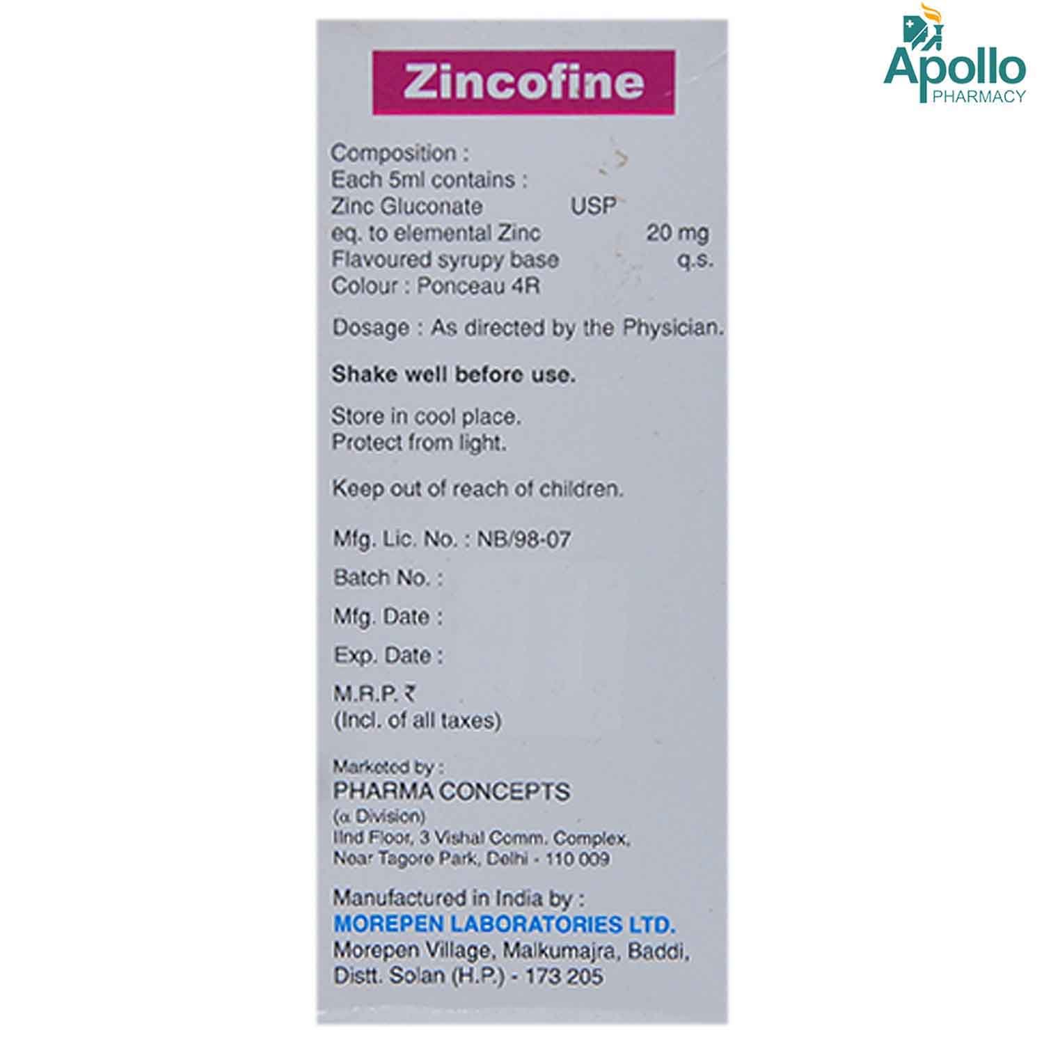 Zincofine Syrup 60 ml, Pack of 1 LIQUID Zincofine Syrup 60 ml, Pack of 1 LIQUID