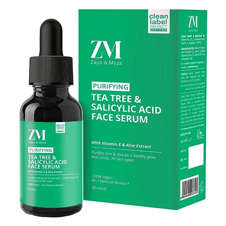 ZM Purifying Tea Tree & Salicylic Acid Face Serum 30 ml | With Vitamin E & Aloe Extract | Skin Purification Serum | For Healthy Glowing Skin | Non Sticky Formula | For All Skin Type